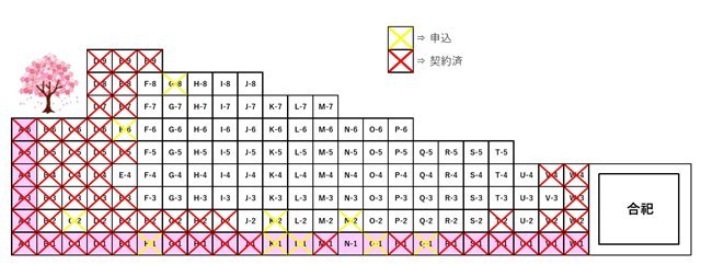 猪名川霊園の家族永代供養墓さくら区画図