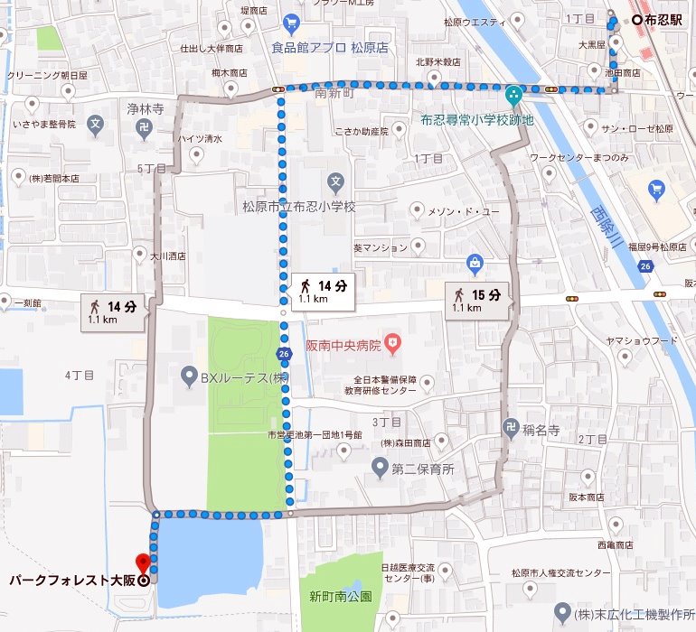 パークフォレスト大阪の最寄駅地図